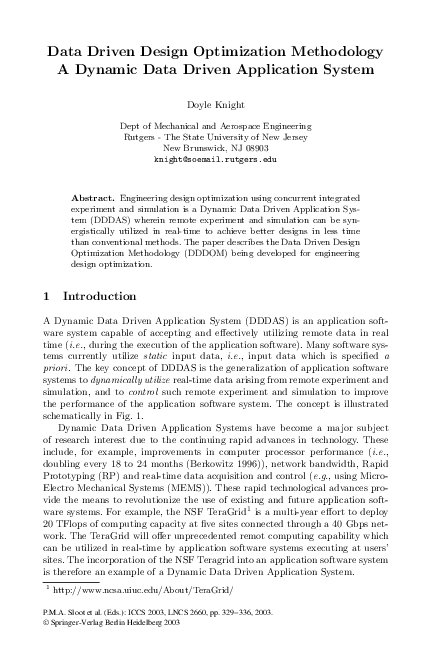 (PDF) Data Driven Design Optimization Methodology A Dynamic Data Driven ...