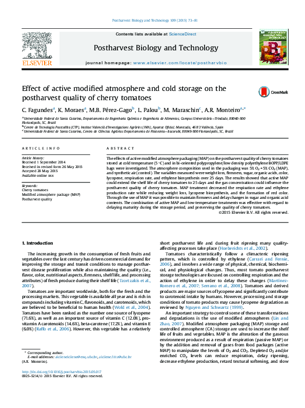 (PDF) Effect of active modified atmosphere and cold storage on the ...