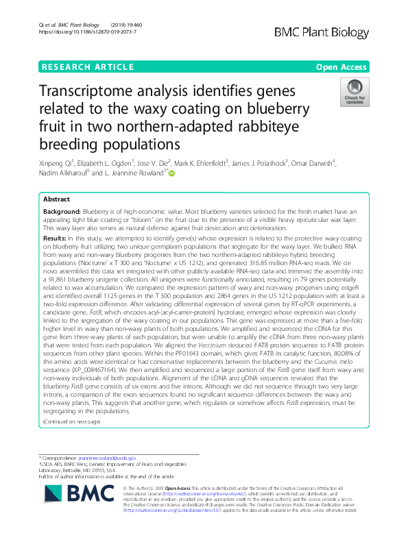 (PDF) Transcriptome analysis identifies genes related to the waxy ...