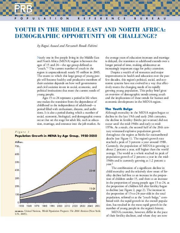(PDF) Youth in the Middle East and North Africa: Demographic ...