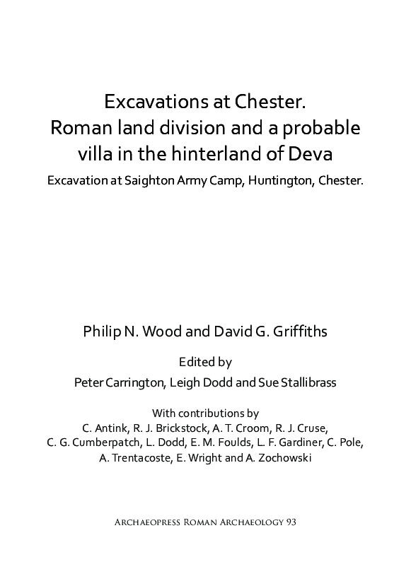 (PDF) Excavations at Chester. Roman land division and a probable villa ...