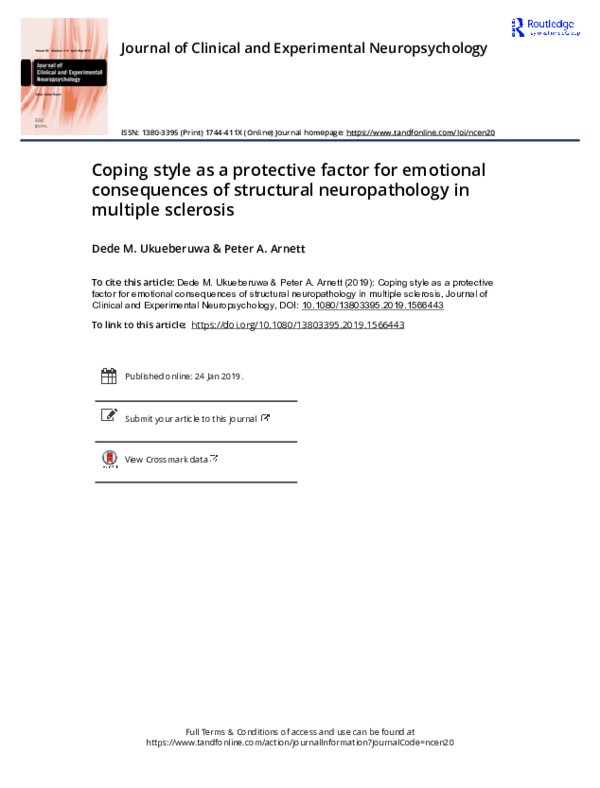 (PDF) Coping style as a protective factor for emotional consequences of ...