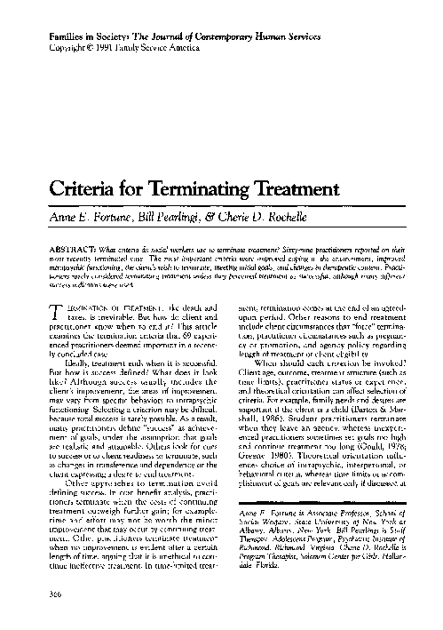 (PDF) Criteria for Terminating Treatment