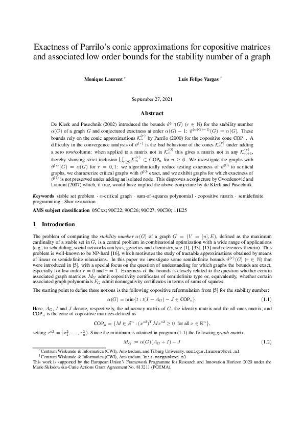 (PDF) Exactness of Parrilo’s Conic Approximations for Copositive ...