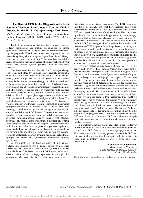 (PDF) The Role of EEG in the Diagnosis and Classification of Epilepsy ...
