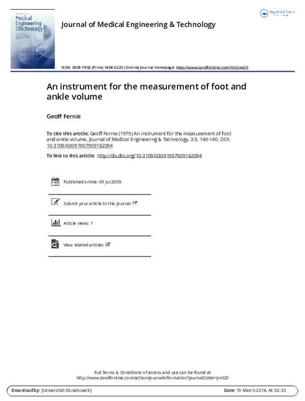 (PDF) An instrument for the measurement of foot and ankle volume