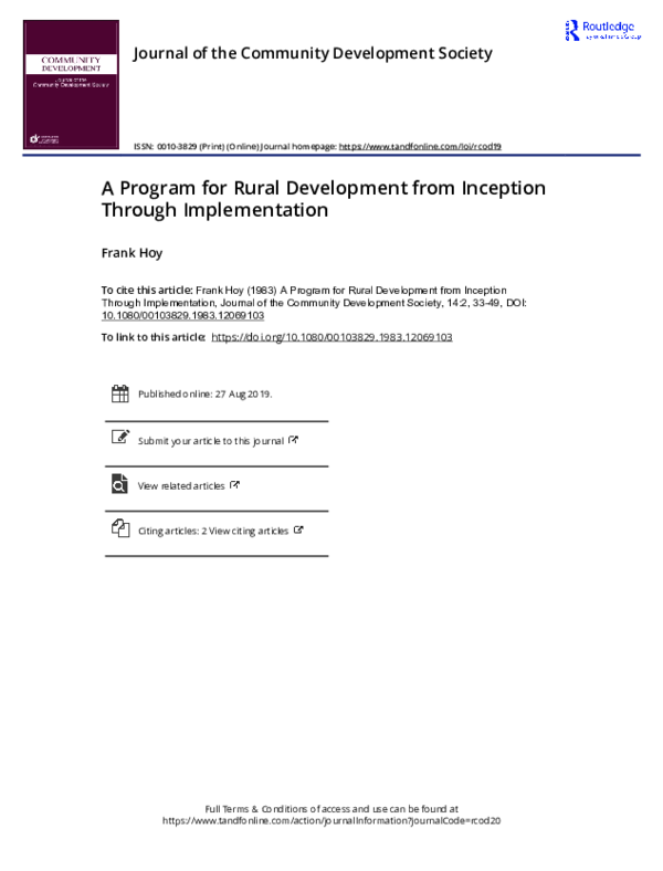 (PDF) A Program for Rural Development from Inception Through Implementation