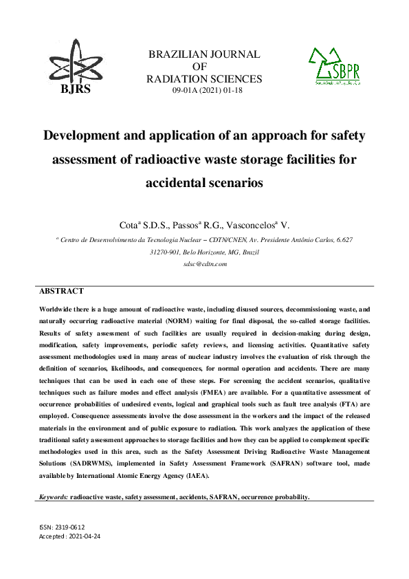 (PDF) Development and application of an approach for safety assessment ...