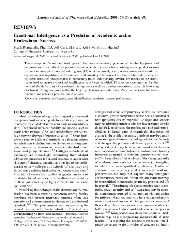 (PDF) Emotional Intelligence as a Predictor of Academic and/or ...