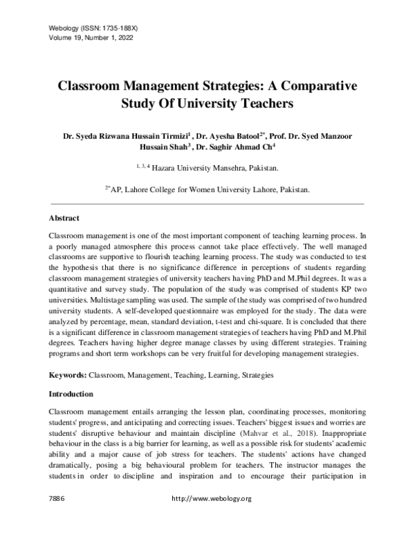 (PDF) Classroom Management Strategies: A Comparative Study Of ...
