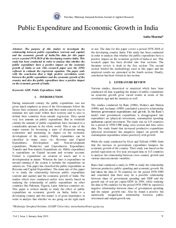 (PDF) Public Expenditure and Economic Growth in India