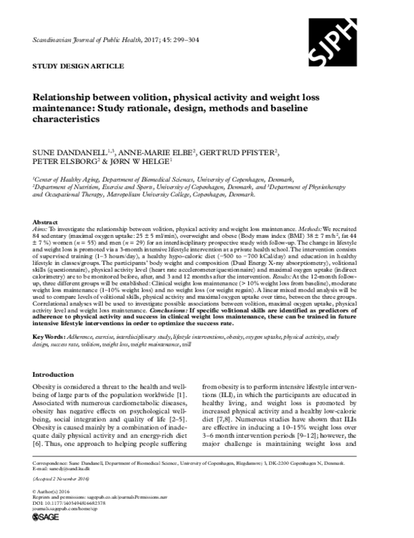(PDF) Relationship between volition, physical activity and weight loss ...