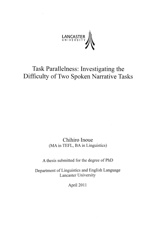 (PDF) Task Parallelness : Investigating the Difficulty of Two Spoken ...
