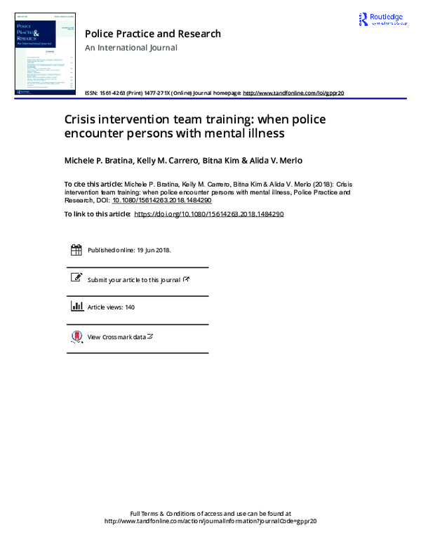 (PDF) Crisis intervention team training: when police encounter persons ...