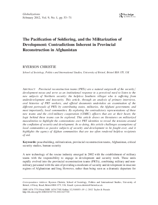 (PDF) The Pacification of Soldiering, and the Militarization of ...