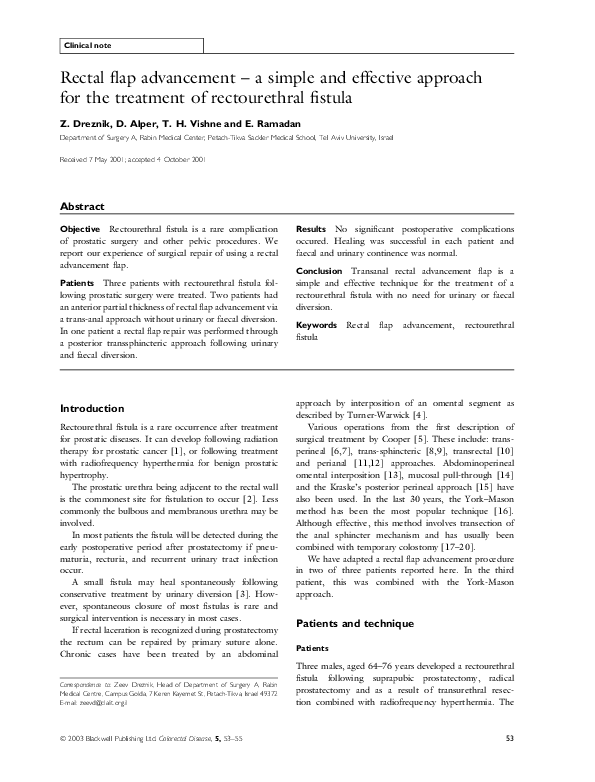 (PDF) Rectal flap advancement - a simple and effective approach for the ...
