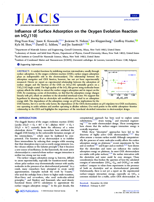 (PDF) Influence of Surface Adsorption on the Oxygen Evolution Reaction ...