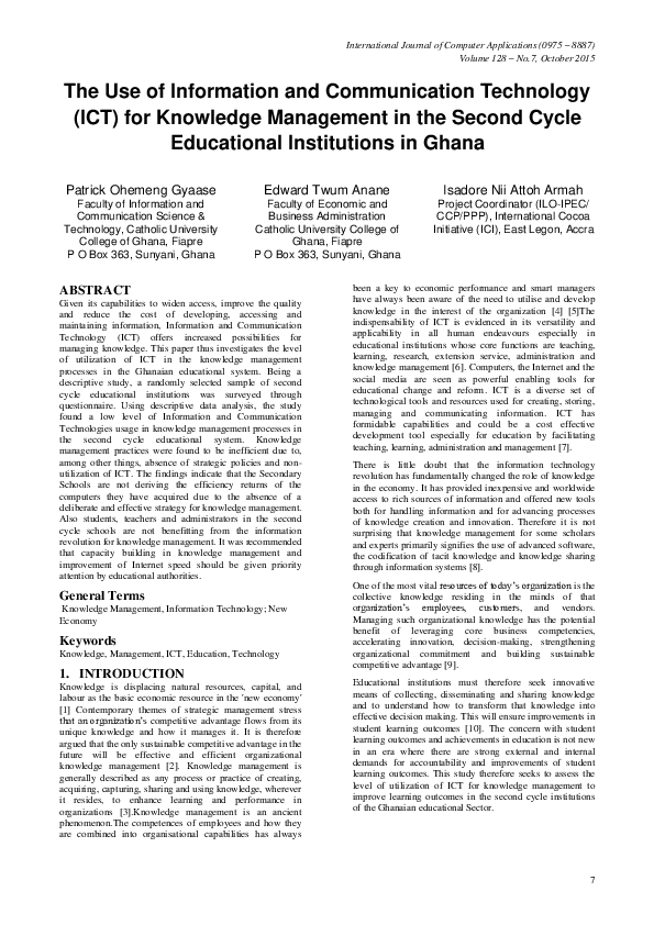 (PDF) The Use of Information and Communication Technology (ICT) for ...