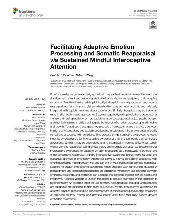 (PDF) Facilitating Adaptive Emotion Processing and Somatic Reappraisal ...