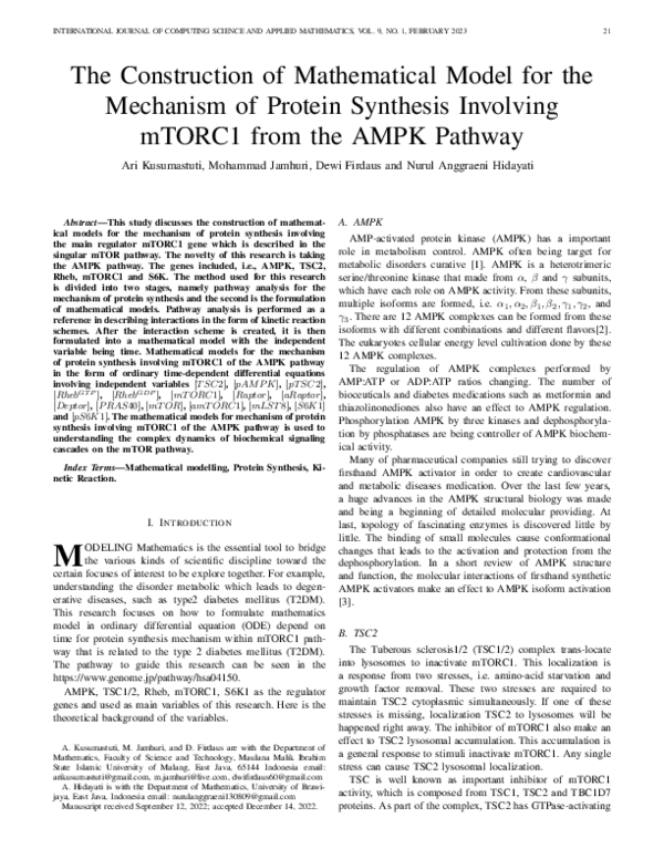 (PDF) The Construction of Mathematical Model for the Mechanism of ...