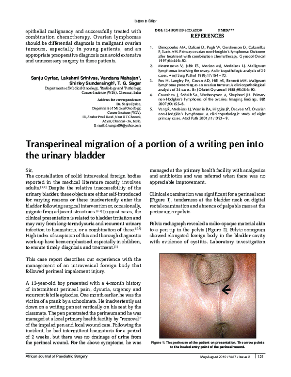 (PDF) Transperineal migration of a portion of a writing pen into the ...