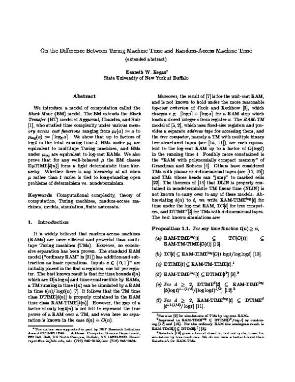 (PDF) On the difference between Turing machine time and random-access ...