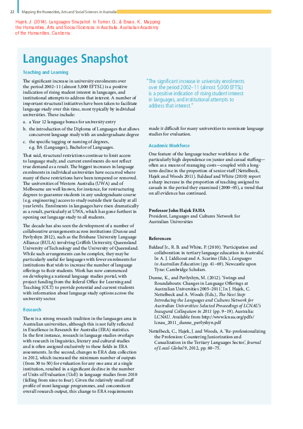 (PDF) Languages Snapshot