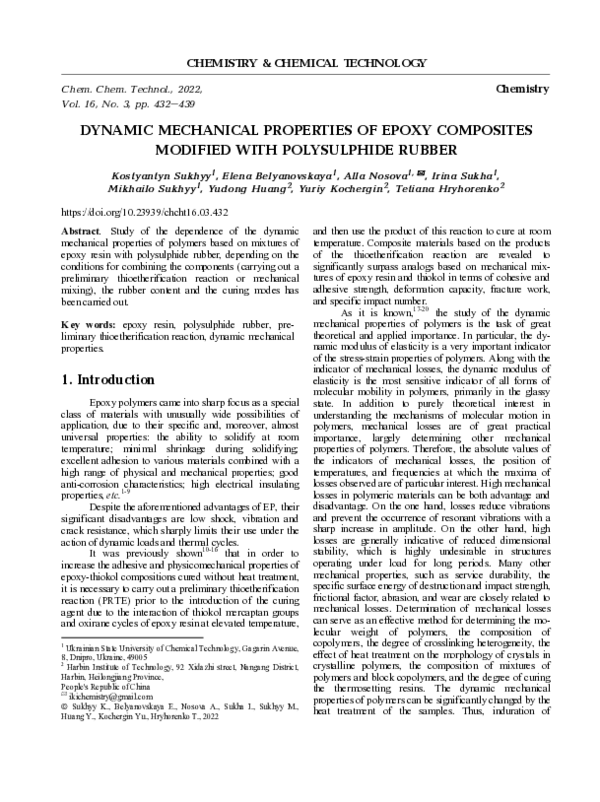 (PDF) Dynamic Mechanical Properties of Epoxy Composites Modified with ...