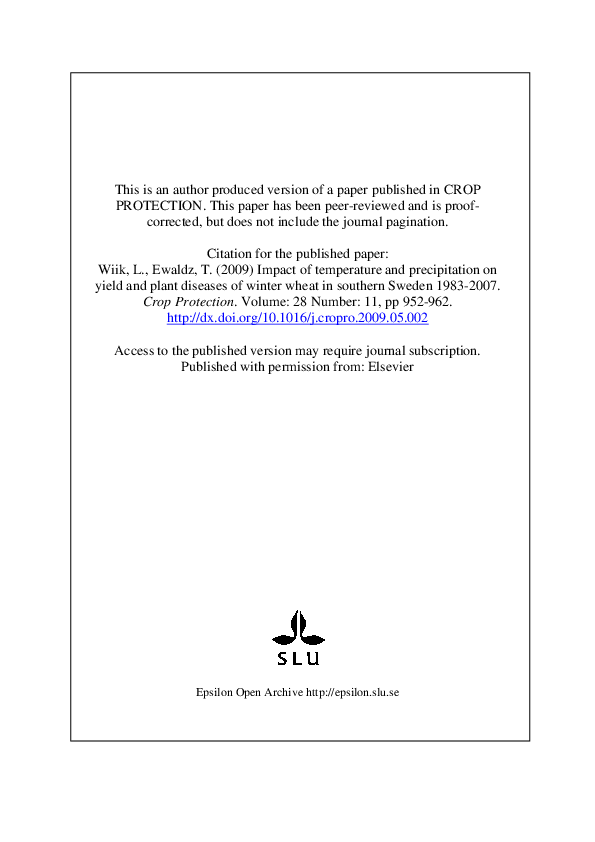 (PDF) Impact of temperature and precipitation on yield and plant ...