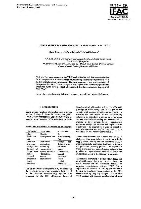 (PDF) Using LabView for Implementing a Traceability Project