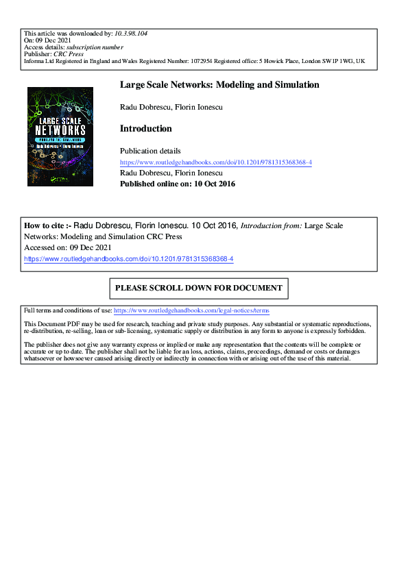 (PDF) Large Scale Networks: Modeling and Simulation