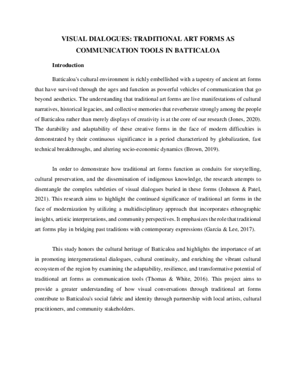 (PDF) VISUAL DIALOGUES: TRADITIONAL ART FORMS AS COMMUNICATION TOOLS IN ...