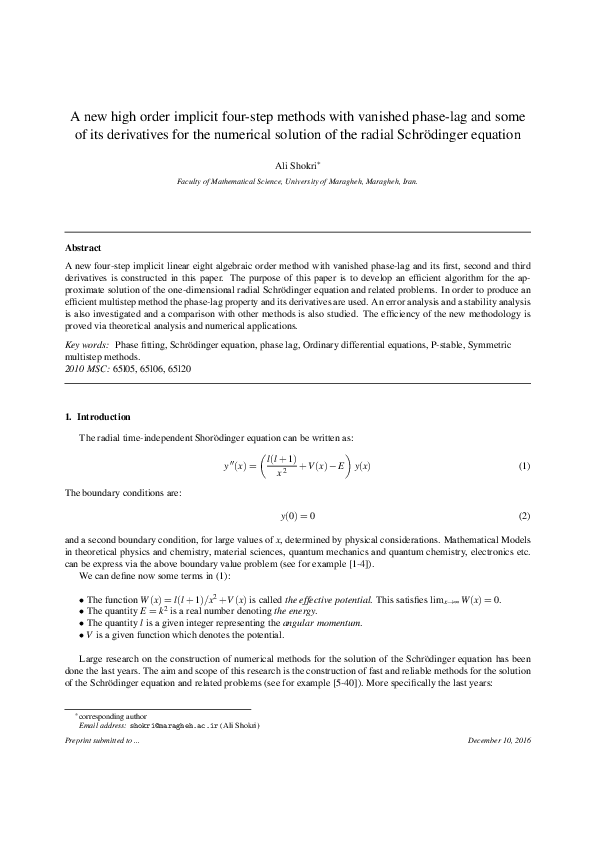 (PDF) A new high order implicit four-step methods with vanished phase ...