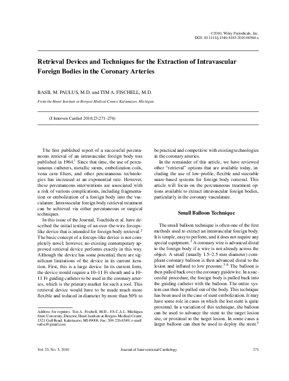 (PDF) Retrieval Devices and Techniques for the Extraction of ...