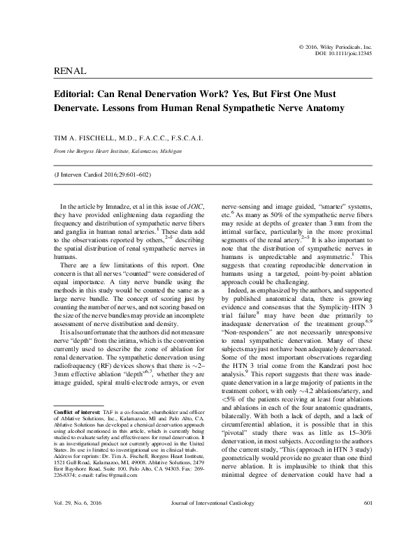 (PDF) Editorial: Can Renal Denervation Work? Yes, But First One Must ...