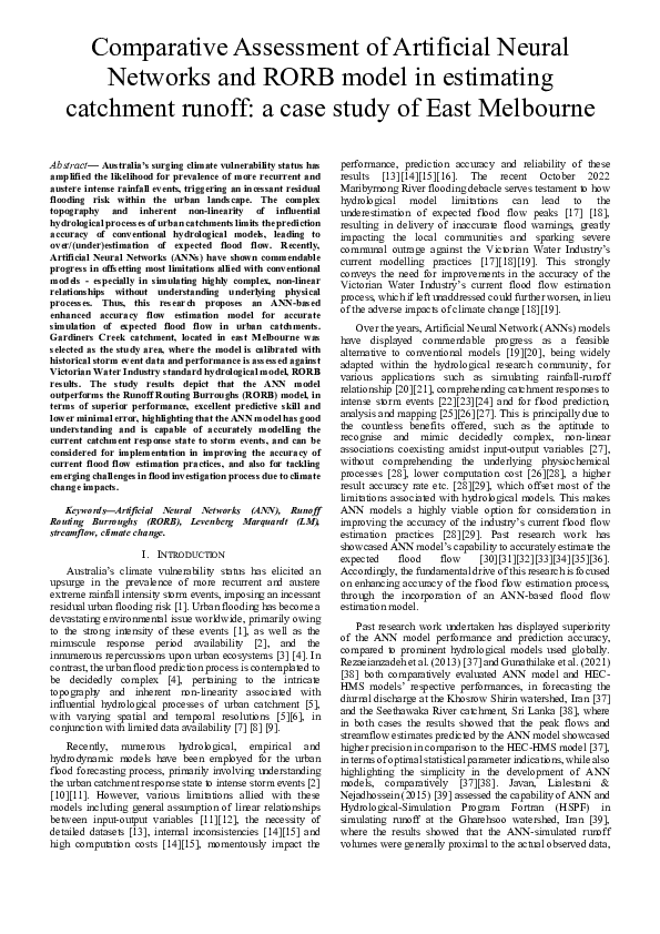 (PDF) Comparative Assessment of Artificial Neural Networks and RORB ...