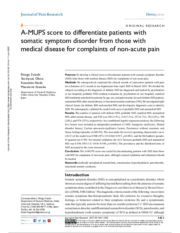 (PDF) A-MUPS score to differentiate patients with somatic symptom ...