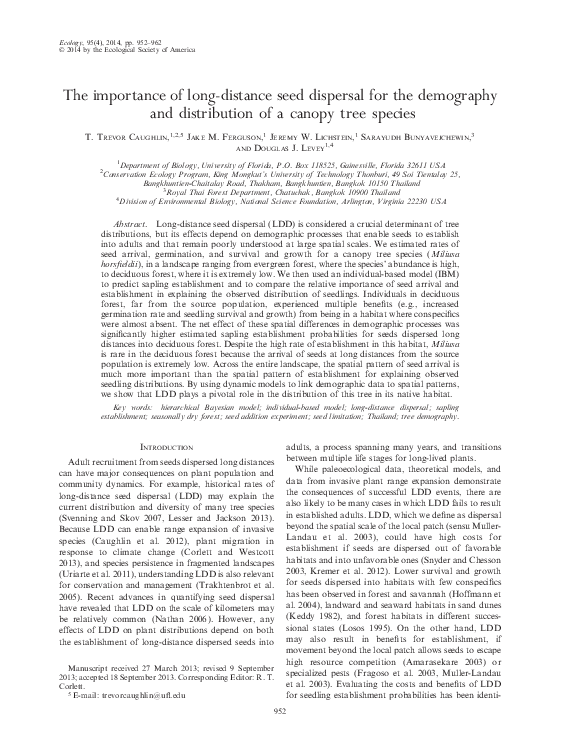 (PDF) The importance of long-distance seed dispersal for the demography ...