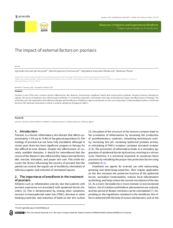 (PDF) The impact of external factors on psoriasis