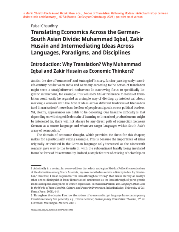 (PDF) Translating Economics Across the German-South Asian Divide ...