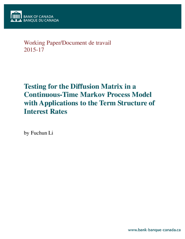 (PDF) Testing for the Diffusion Matrix in a Continuous-Time Markov ...
