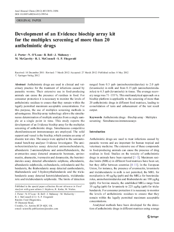 (PDF) Development of an Evidence biochip array kit for the multiplex ...