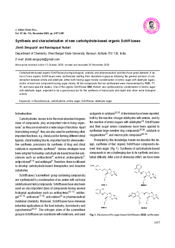 (PDF) Synthesis and characterization of new carbohydrate-based organic ...