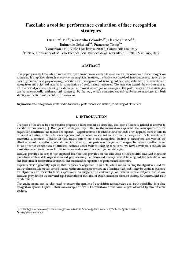 (PDF) FaceLab: a tool for performance evaluation of face recognition ...