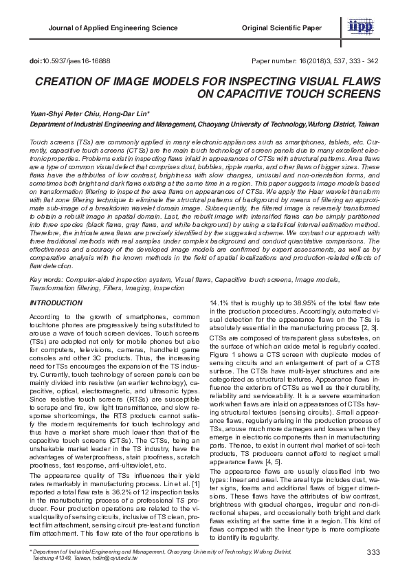 (PDF) Creation of image models for inspecting visual flaws on ...