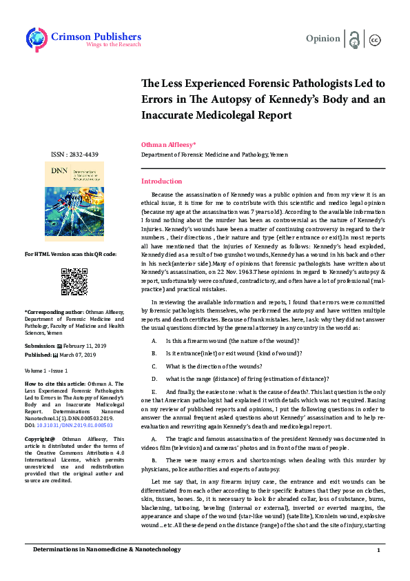 (PDF) The Less Experienced Forensic Pathologists Led to Errors in The ...