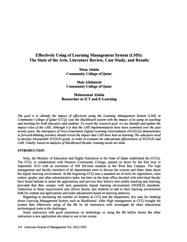(PDF) Effectively Using of Learning Management System (LMS): The State ...