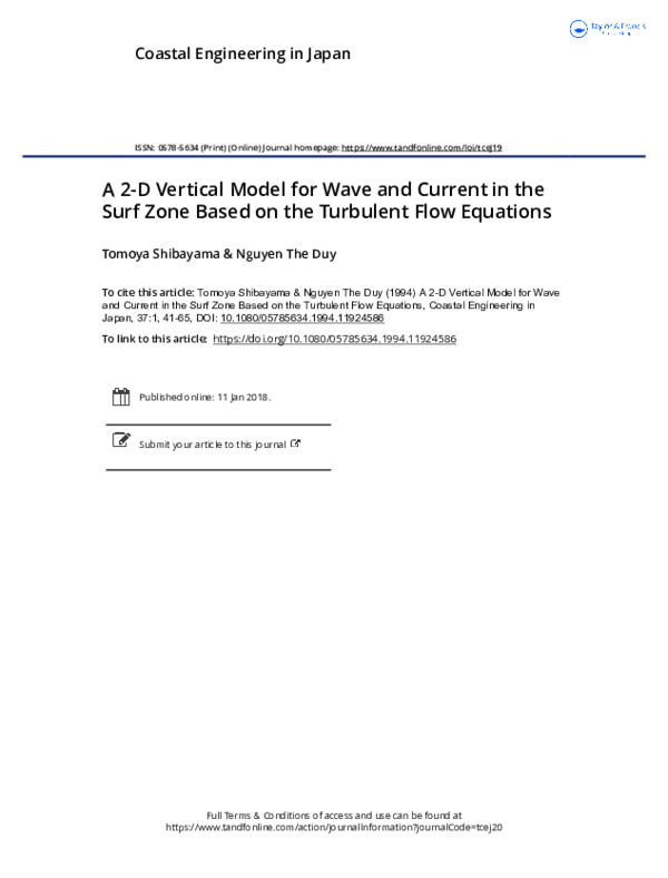 (PDF) A 2-D Vertical Model for Wave and Current in the Surf Zone Based ...