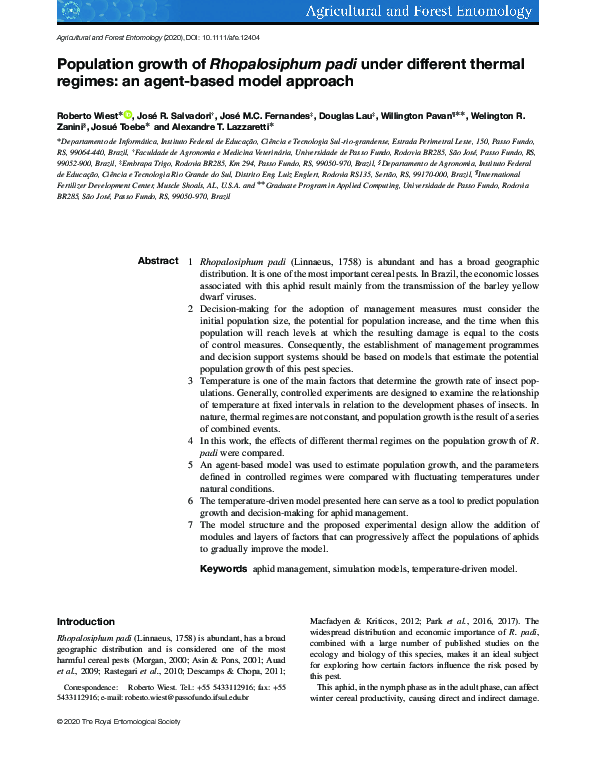 (PDF) Population growth of Rhopalosiphum padi under different thermal ...