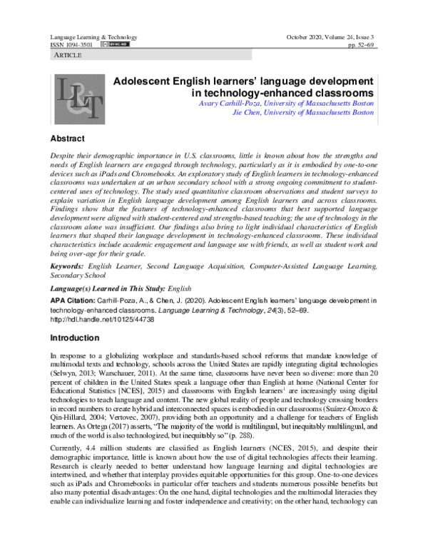 (PDF) Adolescent English learners’ language development in technology ...